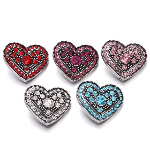 Snap! Button white rhinestone heart - Picture 5 of 7